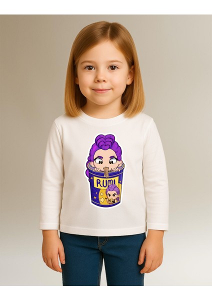 Kpop Demon Hunters Huntrix Rumi Uzun Kollu Baskılı Kız Çocuk Tişört (4-13 Yaş) modelleri