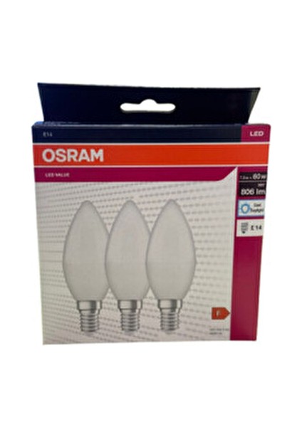 Sectron 7,5W (60W) E14 Duy LED Ampul Beyaz Işık 3'lü Paket Kutulu