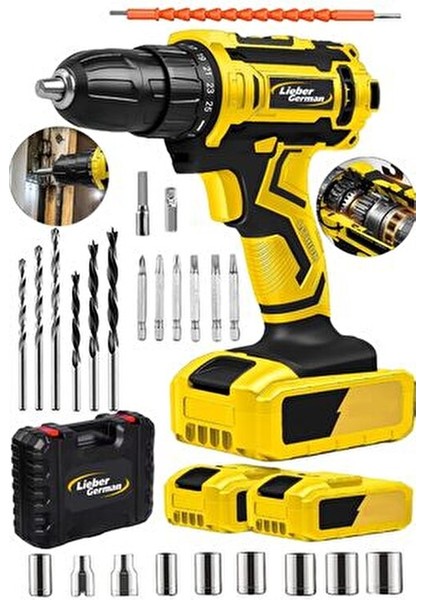 Titan Serisi 14.4 V 2 Ah 27 Parça Süper Set 2x Akülü Profesyonel Şarjlı Vidalama Matkap