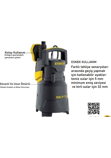 SXUP750PTE Temiz Su Tahliye Pompası fiyatları