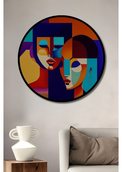 Modern Sanat Kübik Kadınlar Ahşap Dekoratif Tablo Yuvarlak Tablo fiyatları