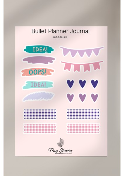 Bullet Journal Sticker Seti - 6 Sayfa / Ajanda, Scrapbook, Journal modelleri