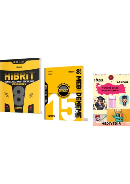 8. Sınıf Hibrit Türkçe Soru Bankası- Türkçe 15LI Deneme ve Hediye