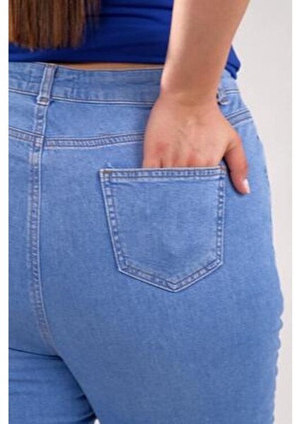 Büyük Beden Skinny Yırtık Denim Pantolon Mavi fırsatları