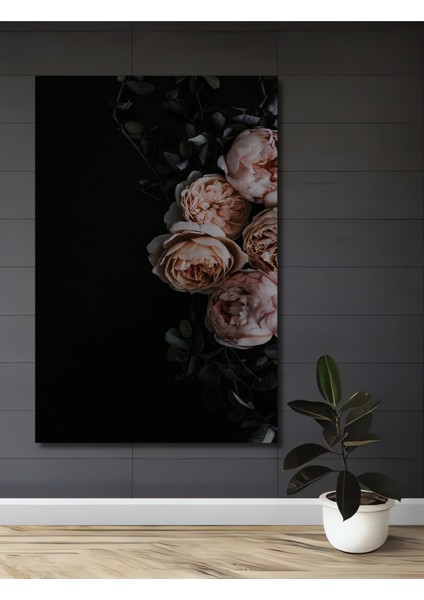 Romantik Gül Bahçesi Yağlı Boya Görünümlü Dekoratif Ahşap Tablo Dikdörtgen Tablo