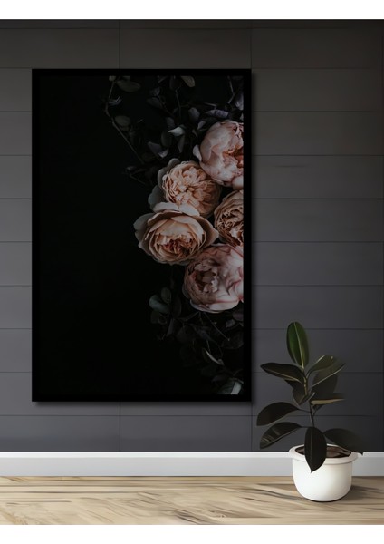 Romantik Gül Bahçesi Yağlı Boya Görünümlü Dekoratif Ahşap Tablo Dikdörtgen Tablo fiyatları