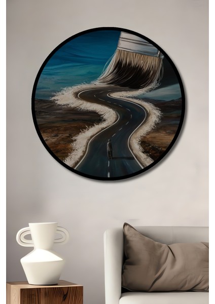 Fırçadan Yükselen Umutlu Yolculuk Yağlı Boya Görünümlü Ahşap Dekoratif Tablo Yuvarlak Tablo fiyatları