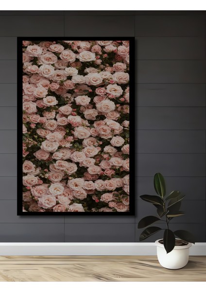 Romantik Gül Bahçesi Yağlı Boya Görünümlü Ahşap Dekoratif Tablo Dikdörtgen Tablo fiyatları