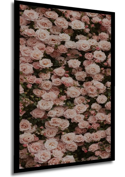 Romantik Gül Bahçesi Yağlı Boya Görünümlü Ahşap Dekoratif Tablo Dikdörtgen Tablo