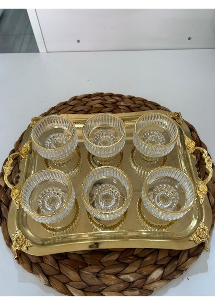 Mini Çizgili Gold Yaldızlı Cam Lokumluk fiyatları