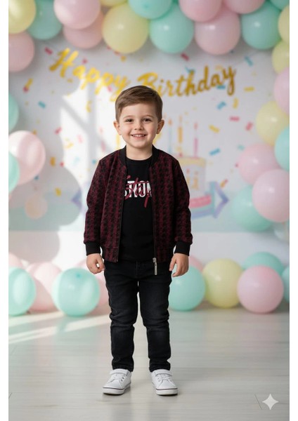 Erkek Çocuk Hırka Tişört ve Kot Pantolonlu 3'lü Takım