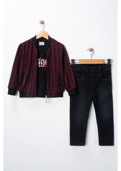 Erkek Çocuk Hırka Tişört ve Kot Pantolonlu 3'lü Takım fiyatları