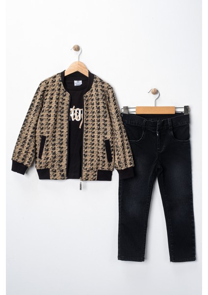 Erkek Çocuk Hırka Tişört ve Kot Pantolonlu 3'lü Takım fiyatları