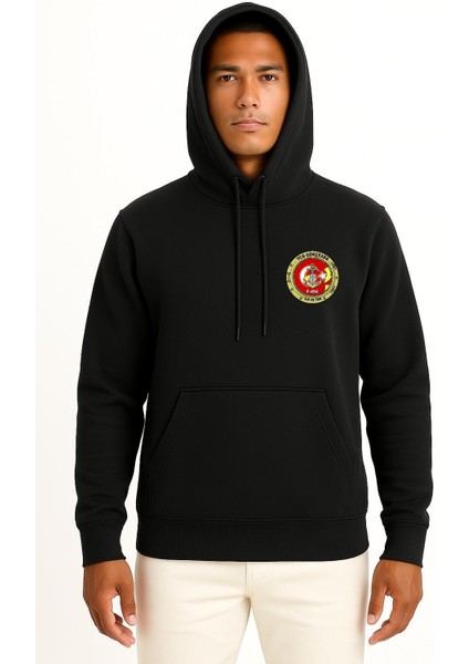 Kapüşonlu Tcg Gökçeada Seyir Temalı Cep ve Sırt Tasarımlı Unisex Sweatshirt