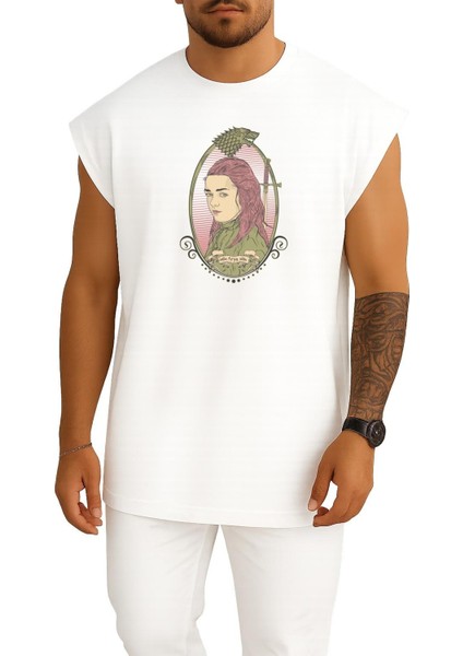 Oversize Arya Stark Game Of Thrones Göğüs Tasarımlı Atlet