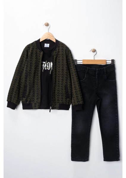Erkek Çocuk Hırka Tişört ve Kot Pantolonlu 3'lü Takım fiyatları