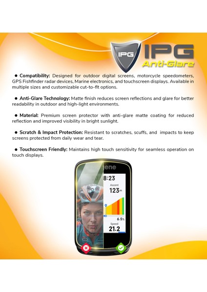 Garmin Edge 550-850 Bisiklet Bilgisayarı Ipg Anti-Glare Parlama Önleyici Mat Ekran Koruyucu (2 Adet) modelleri