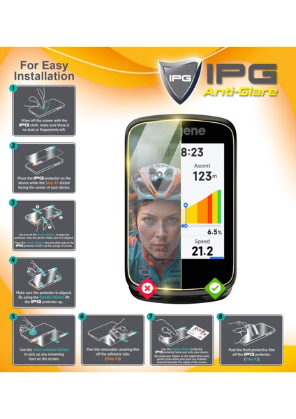 Garmin Edge 550-850 Bisiklet Bilgisayarı Ipg Anti-Glare Parlama Önleyici Mat Ekran Koruyucu (2 Adet) fırsatları