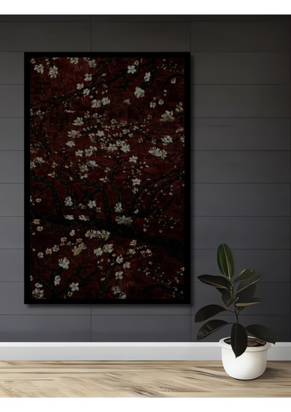 Van Gogh Kiraz Çiçekleri Yağlı Boya Görünümlü Ahşap Dekoratif Tablo Dikdörtgen Tablo fiyatları