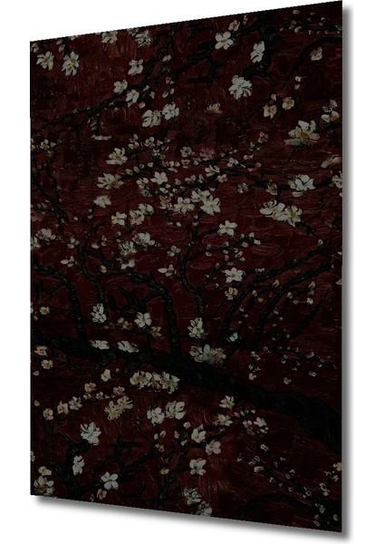 Van Gogh Kiraz Çiçekleri Yağlı Boya Görünümlü Ahşap Dekoratif Tablo Dikdörtgen Tablo modelleri