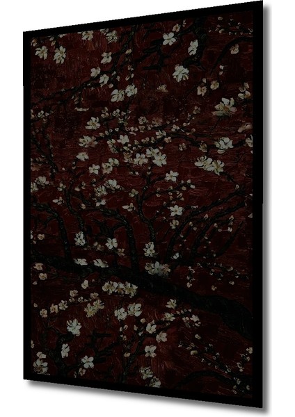 Van Gogh Kiraz Çiçekleri Yağlı Boya Görünümlü Ahşap Dekoratif Tablo Dikdörtgen Tablo indirimleri