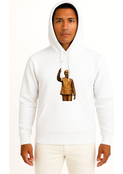 Kapüşonlu Metal, Ho Chi Minh, Statue Göğüs Tasarımlı Unisex Sweatshirt
