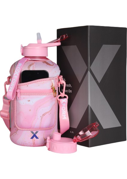 Suluk Matara 2200 Ml, Premium Pp Malzeme, Sağlıklı Bpa & Bps Içermez, Kılıflı, Çift Kapaklı, Koku Yapmaz, Sızdırmaz ve Dayanıklı,pembe Desen Cep Kılıf, Pembe