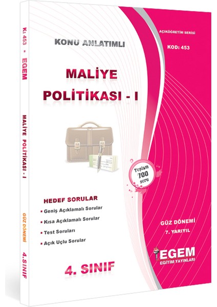 Aöf 4. Sınıf Maliye Politikası I Güz Dönemi Konu Anlatımlı Soru Bankası