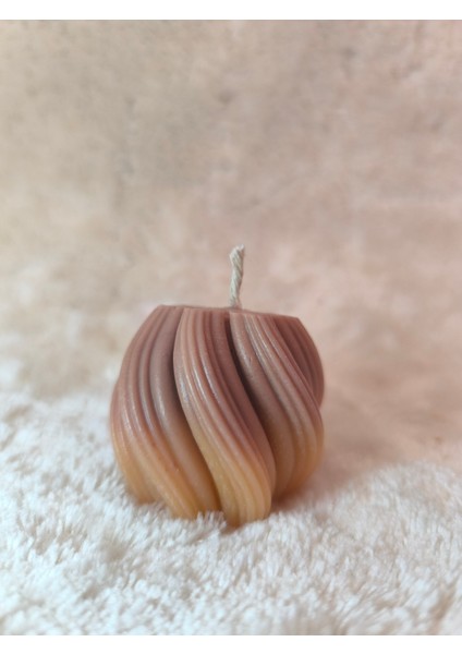 Dalga Desenli Dekoratif Mum, Renk Geçişli, Kahverengi ve Tonları