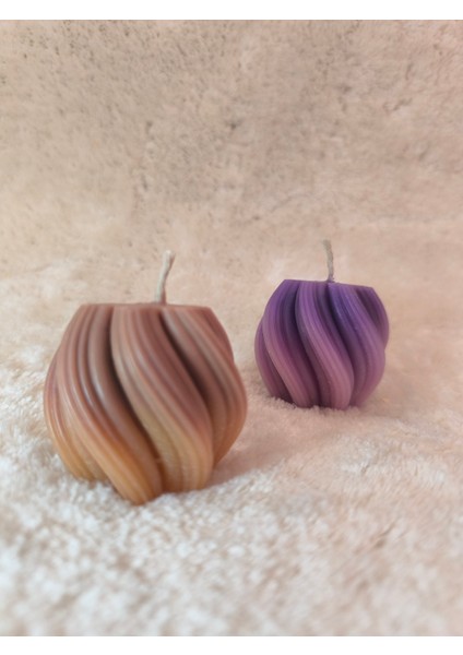 Dalga Desenli Dekoratif Mum, Renk Geçişli, Kahverengi ve Tonları modelleri