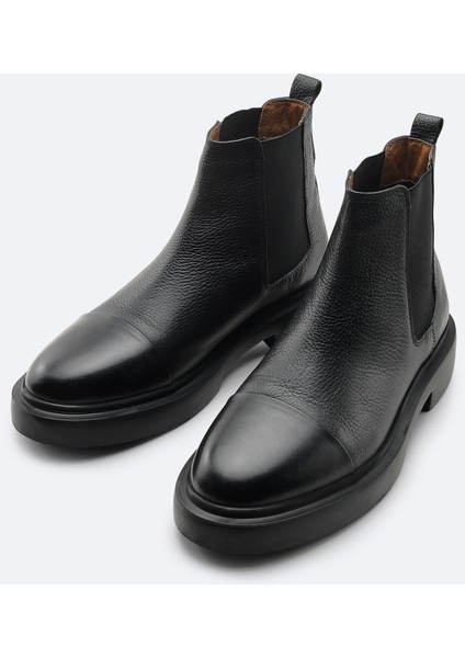 Erkek Siyah %100 Deri Esnek Taban Chelsea Bot A42Y8016