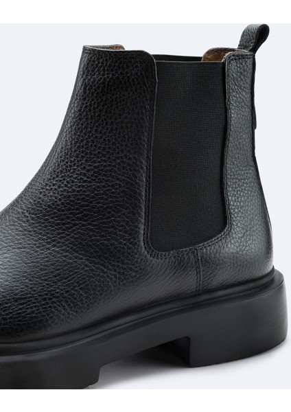 Erkek Siyah %100 Deri Esnek Taban Chelsea Bot A42Y8016