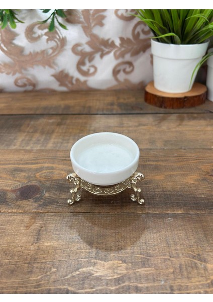 Porselen Gümüş 3 Ayaklı Lokumluk