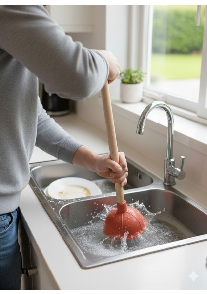Kahverengi - Klozet, Banyo ve Lavabo Gider Açma Pompası