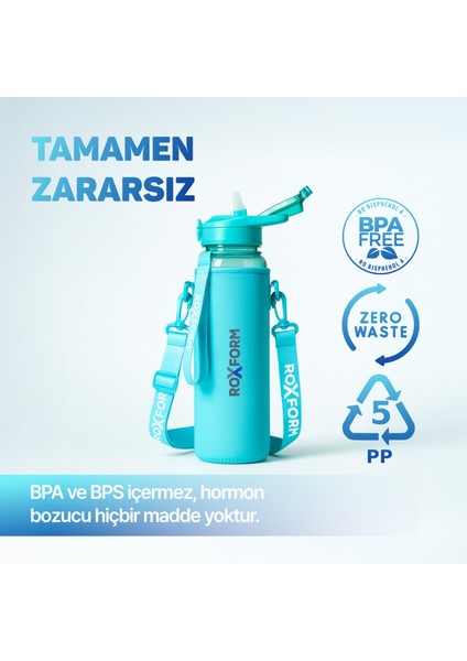 Suluk Matara 1100 Ml, Premium Pp Malzeme, Sağlıklı Bpa & Bps Içermez, Kılıflı, Çift Kapaklı, Koku Yapmaz, Sızdırmaz ve Dayanıklı, Mavi