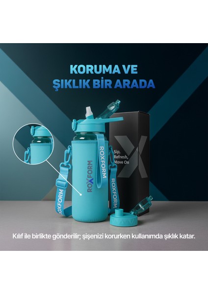 Suluk Matara 1100 Ml, Premium Pp Malzeme, Sağlıklı Bpa & Bps Içermez, Kılıflı, Çift Kapaklı, Koku Yapmaz, Sızdırmaz ve Dayanıklı, Mavi