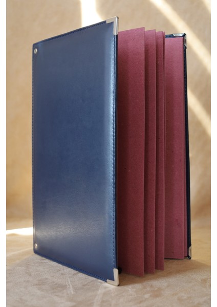 Lacivert Deri Imza Klasörü - Mapa Sunum Dosyası - Evrak Klasörü (10 Yapraklı)