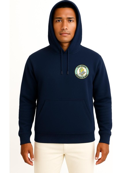 Kapüşonlu Tcg Gökova Seyir Temalı Cep ve Sırt Tasarımlı Unisex Sweatshirt