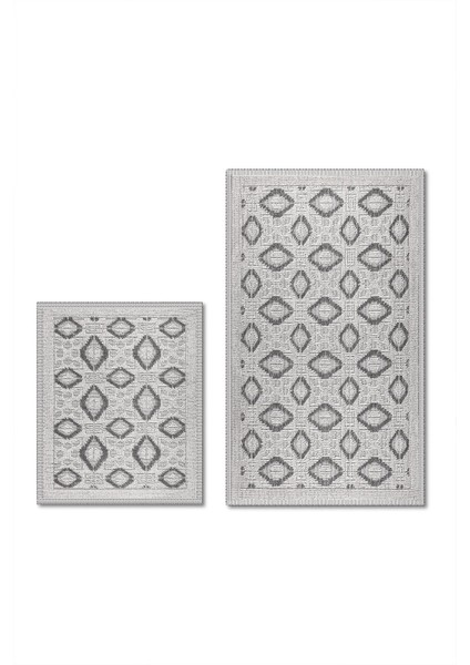 Şile Doğal Pamuklu 2'li Banyo Paspas & Halı Seti 60X100+50X60 Grey