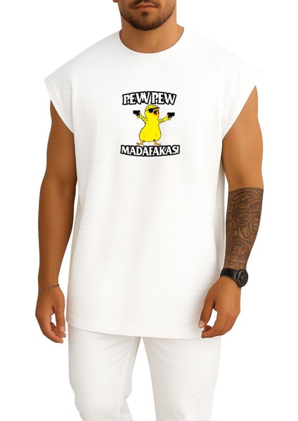 Oversize Pewpew Madafakas Göğüs Tasarımlı Atlet