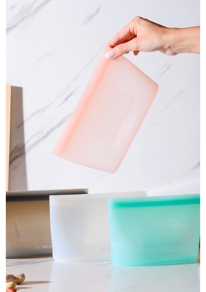 Mood Hava Sızdırmaz Kilitli Silikon Saklama Torbası 680 ml | Pembe modelleri