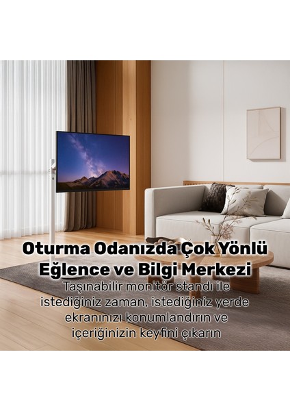 STD5611TW 17"-35" Amortisörlü Tekerlekli Vesa Uyumlu Dikey/yatay Mobil Monitör/tv Standı modelleri
