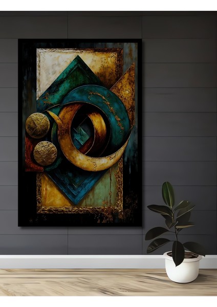 Modern Sanat Ahşap Tablo Geometrik Desenli Yağlı Boya Görünümlü Sanat Eseri Dikdörtgen Tablo fiyatları