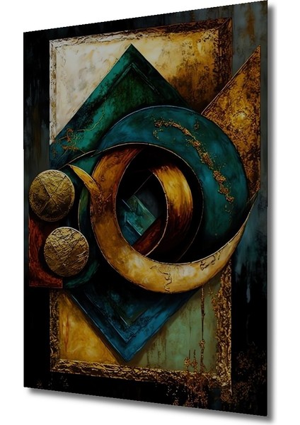 Modern Sanat Ahşap Tablo Geometrik Desenli Yağlı Boya Görünümlü Sanat Eseri Dikdörtgen Tablo modelleri