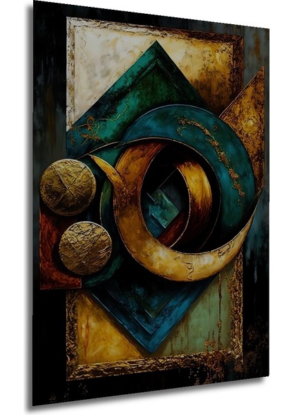 Modern Sanat Ahşap Tablo Geometrik Desenli Yağlı Boya Görünümlü Sanat Eseri Dikdörtgen Tablo fırsatları