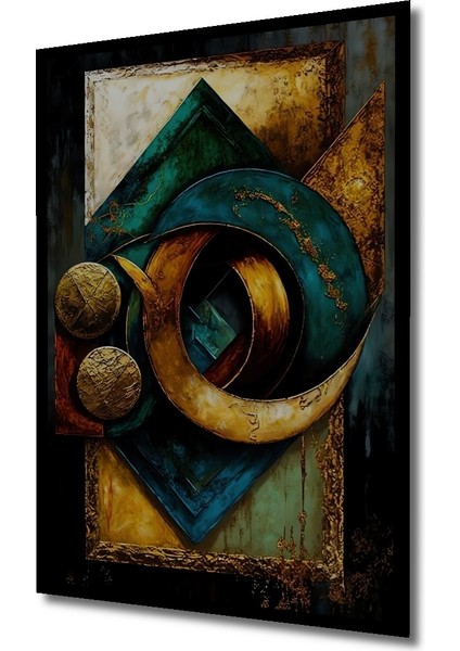 Modern Sanat Ahşap Tablo Geometrik Desenli Yağlı Boya Görünümlü Sanat Eseri Dikdörtgen Tablo indirimleri