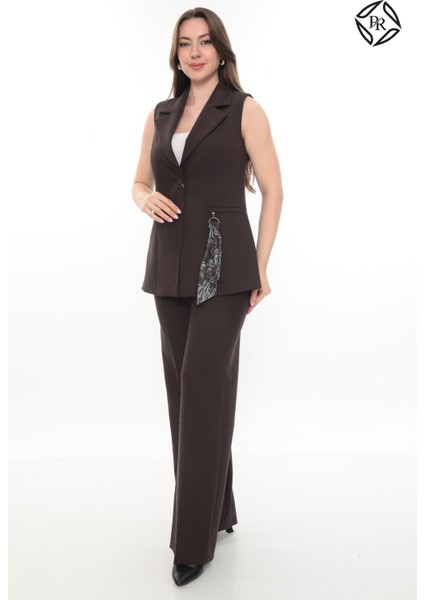 Kadın Rahat Kesim Astarlı Kolsuz Blazer Ceket Pantolon Takım Elbise modelleri