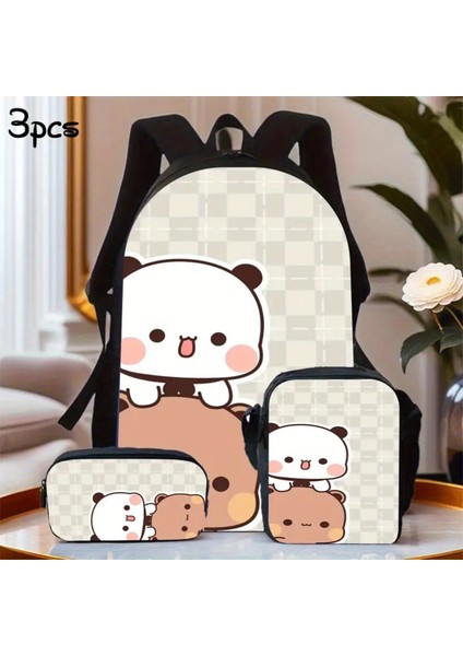 Dudu ve Bubu Figürlü 3 Lü Çocuk Sırt Çantası Seti (Sırt Çantası / Beslenme Çantası/kalemlik) AD12115