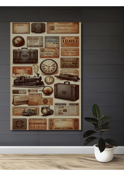 Tren Yolculuğu Yağlı Boya Görünümlü Ahşap Dekoratif Tablo Dikdörtgen Tablo