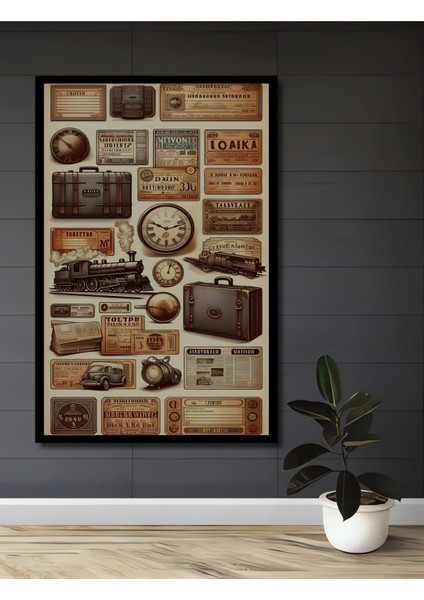 Tren Yolculuğu Yağlı Boya Görünümlü Ahşap Dekoratif Tablo Dikdörtgen Tablo fiyatları